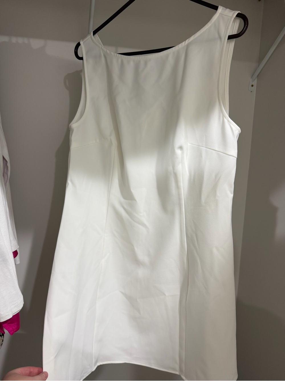 Cider Boat Neck Solid White Mini Dress